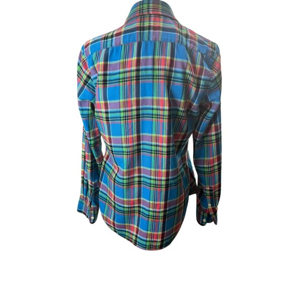 Ralph Lauren Women’s Blue Plaid Button-Down Shirt Size 10 Preppy Classic Cotton - Picture 5 of 7